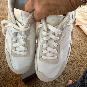 New Balance White and Yellow Running Shoe Interior Label